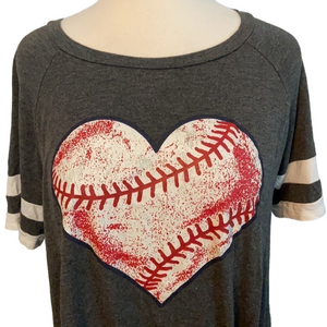Zutter Heart Baseball Tee Shirt M Gray